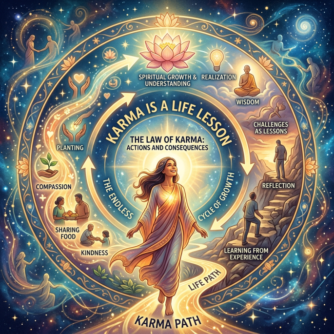 Karma as life lesson concept illustration